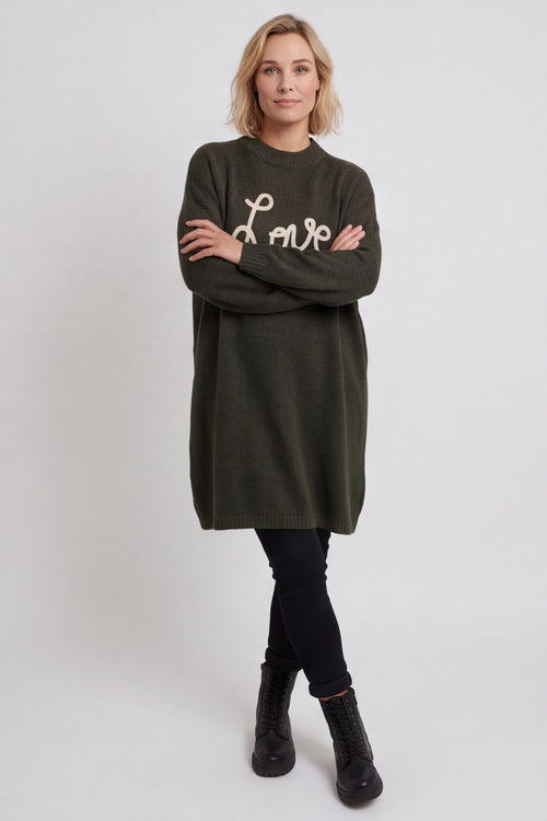 Love Knitted Jumper Dress Khaki – image 3 of 5