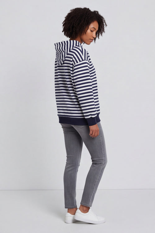 Selena Stripe Hooded Top Navy – image 4 of 6
