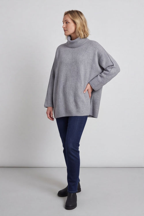 Jude Polo Neck Knitted Jumper Mid Grey – image 4 of 5