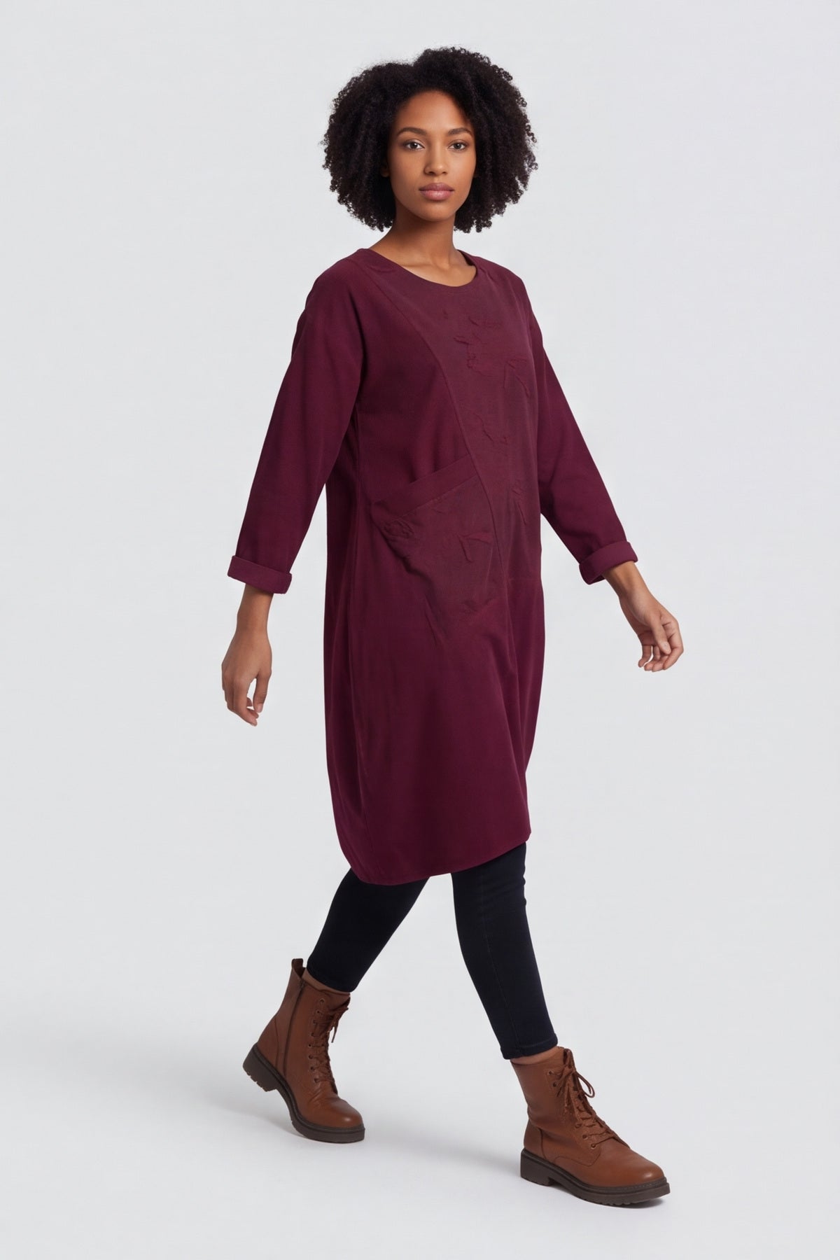 Laurie Needlecord Dress Burgundy – image 4 of 6