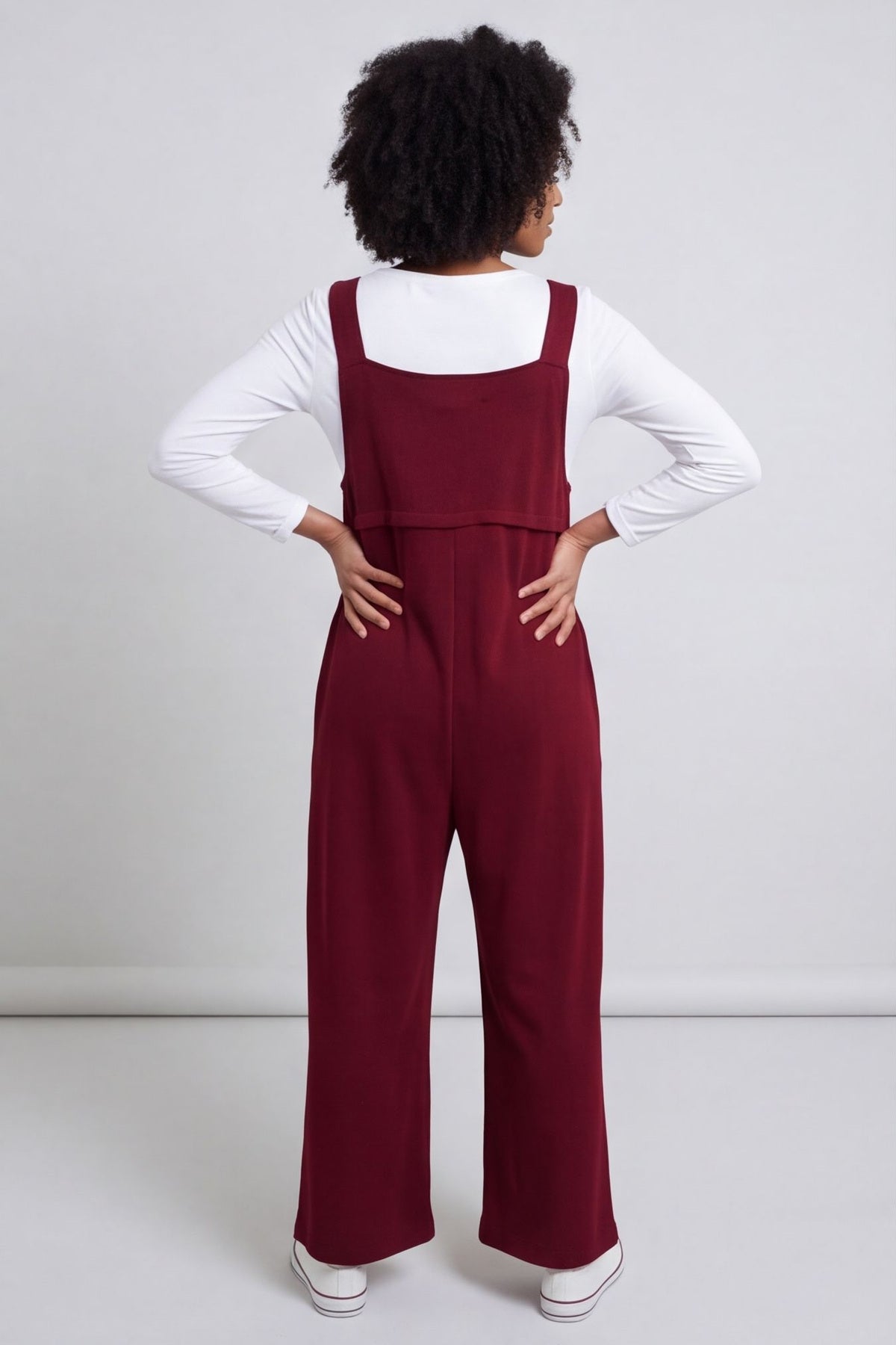 Kinley Pocket Cotton Jumpsuit Wine – image 4 of 5