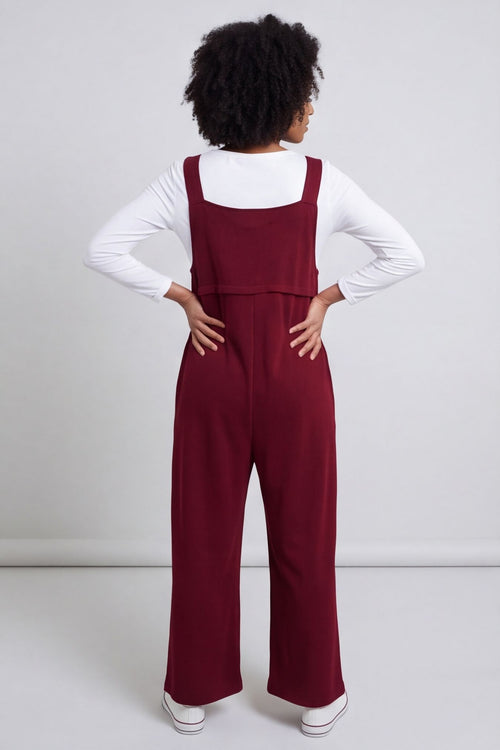 Kinley Pocket Cotton Jumpsuit Wine – image 4 of 5