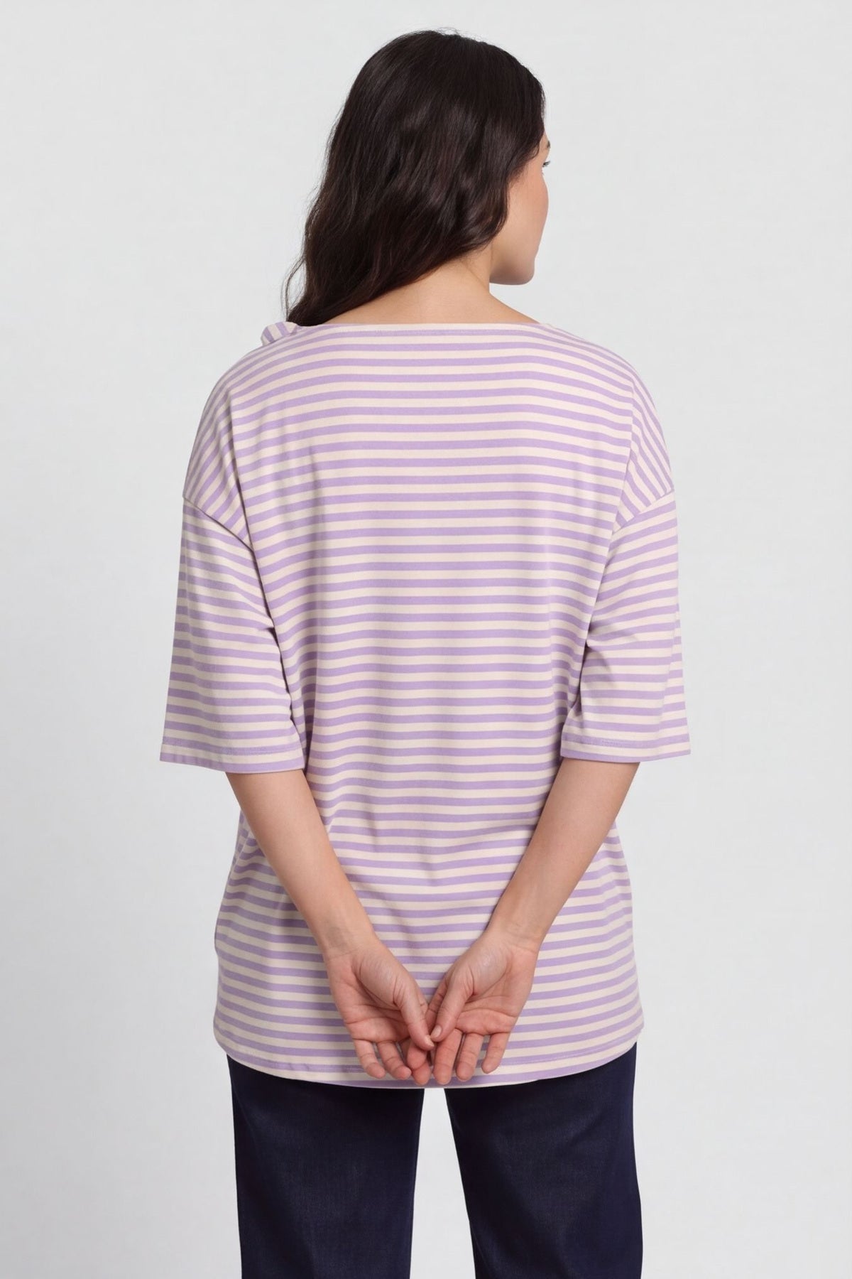 Trixie Stripe Tie Cotton Top Lilac – image 4 of 5