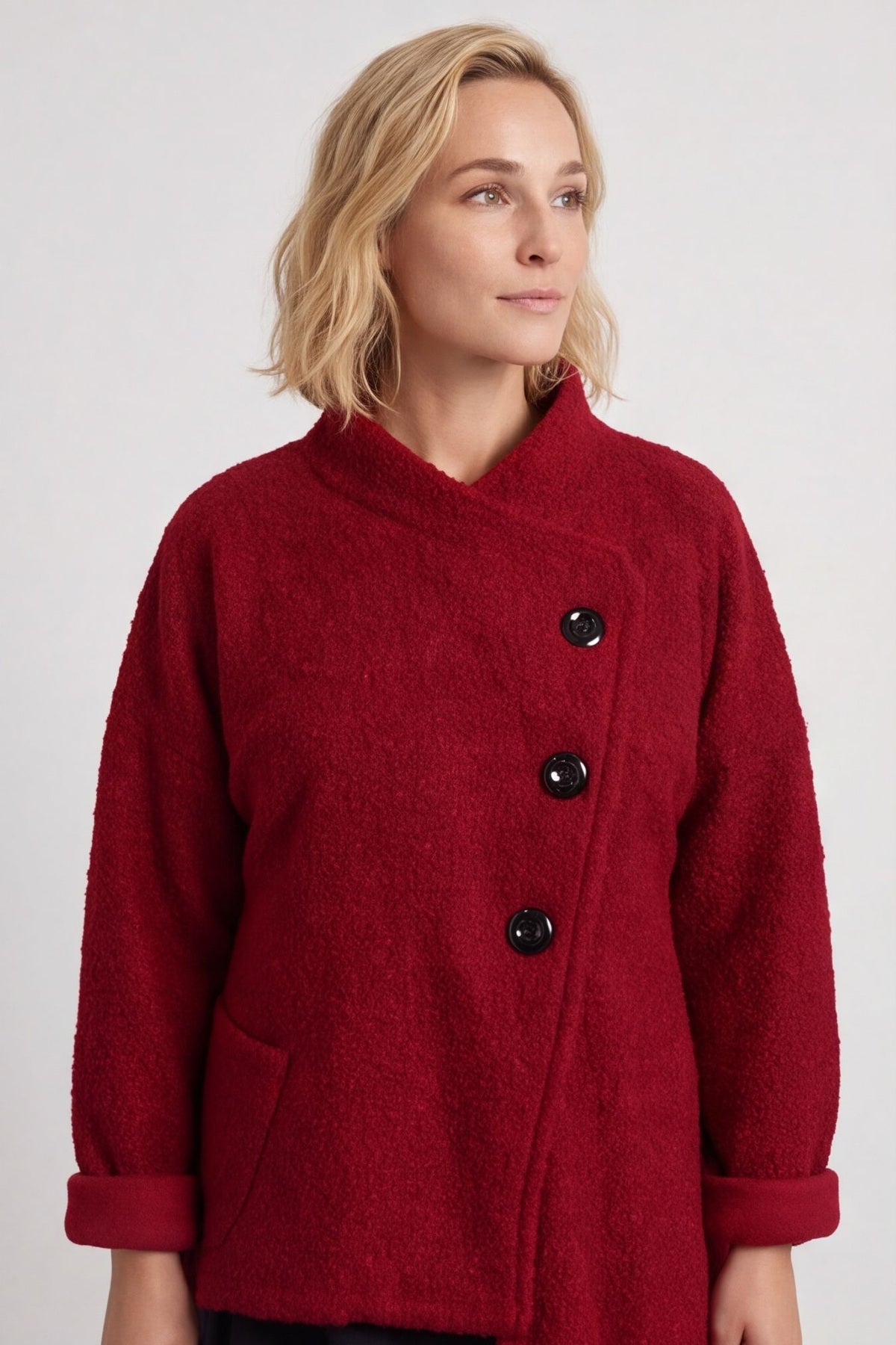 Shona Boucle Jacket Wine – image 4 of 5