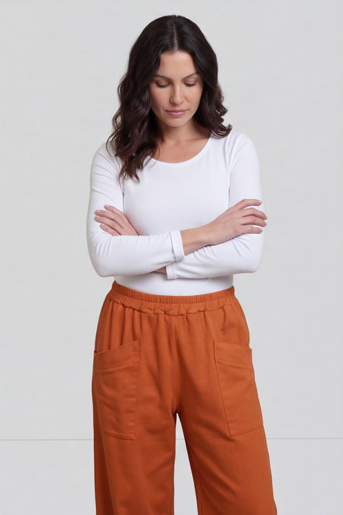 Jerilyn Cotton Trousers Burnt Orange – image 3 of 4