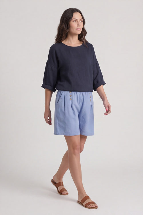 Arielle Linen Blend Shorts Powder Blue – image 4 of 6