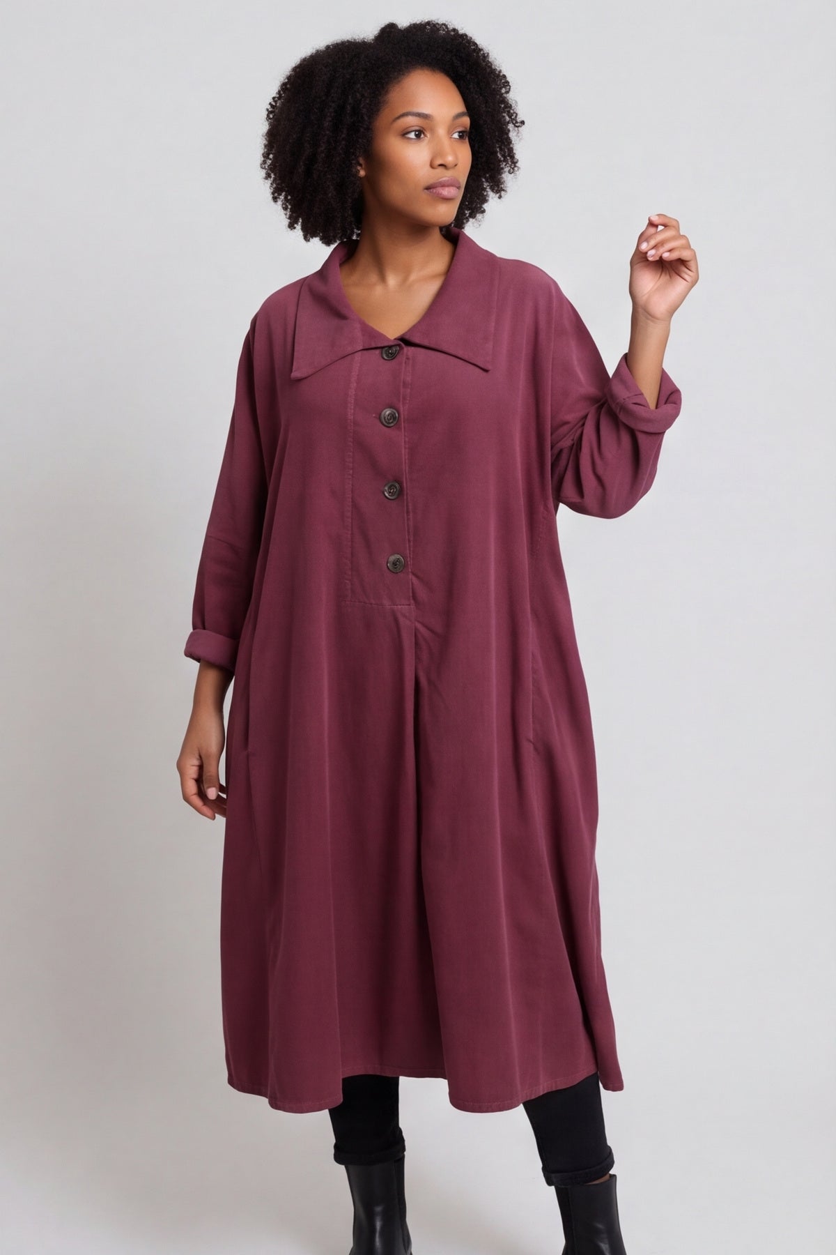 Amina Needlecord Dress Plum – image 4 of 6