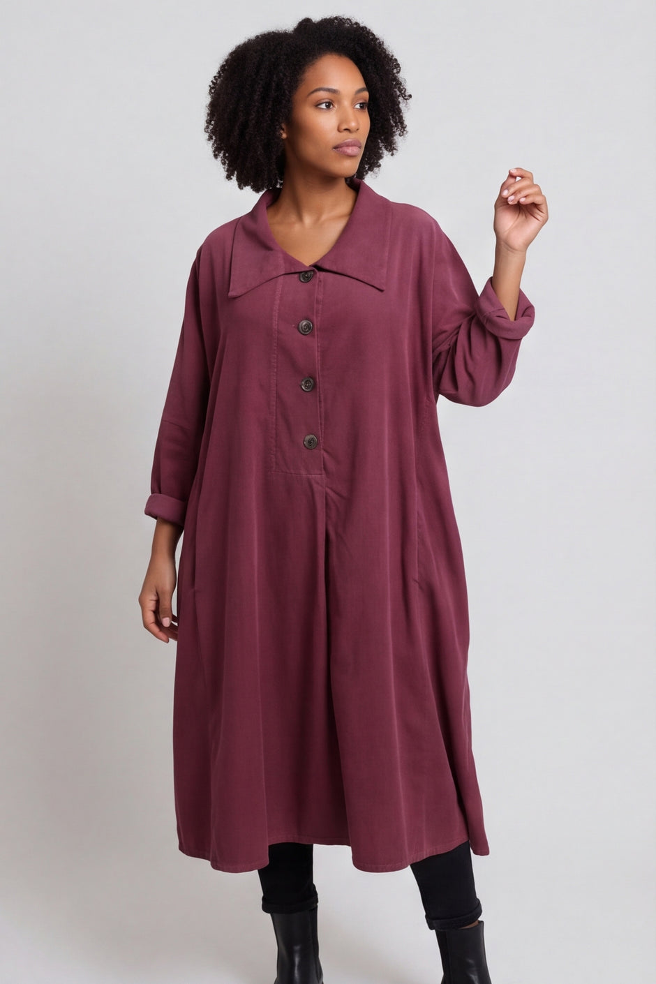 Amina Needlecord Dress Plum – image 4 of 6