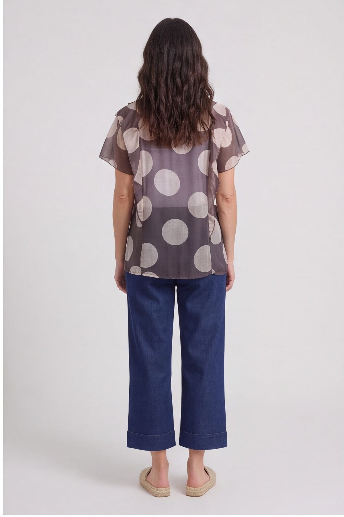 Skye Spot Print Frill Shirt Cocoa – image 4 of 5