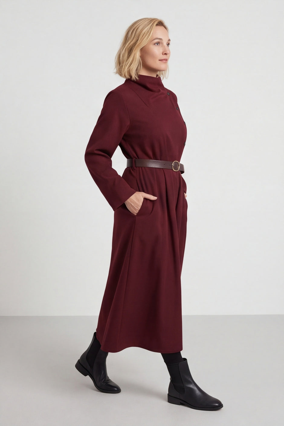 Eudora Belted Dress Wine – image 4 of 6
