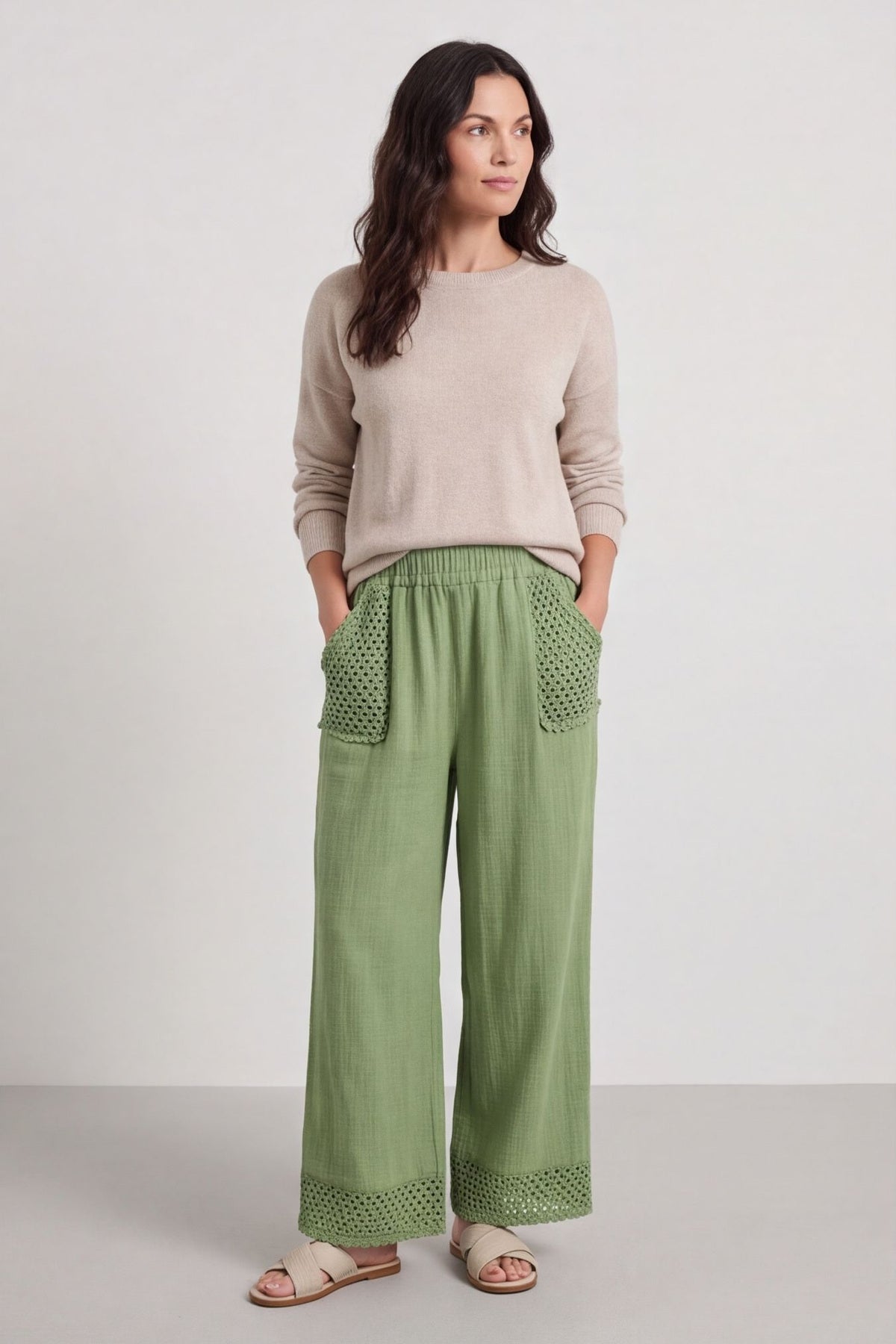Elana Cotton Trousers Green – image 4 of 6