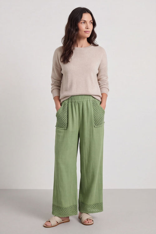 Elana Cotton Trousers Green – image 4 of 6