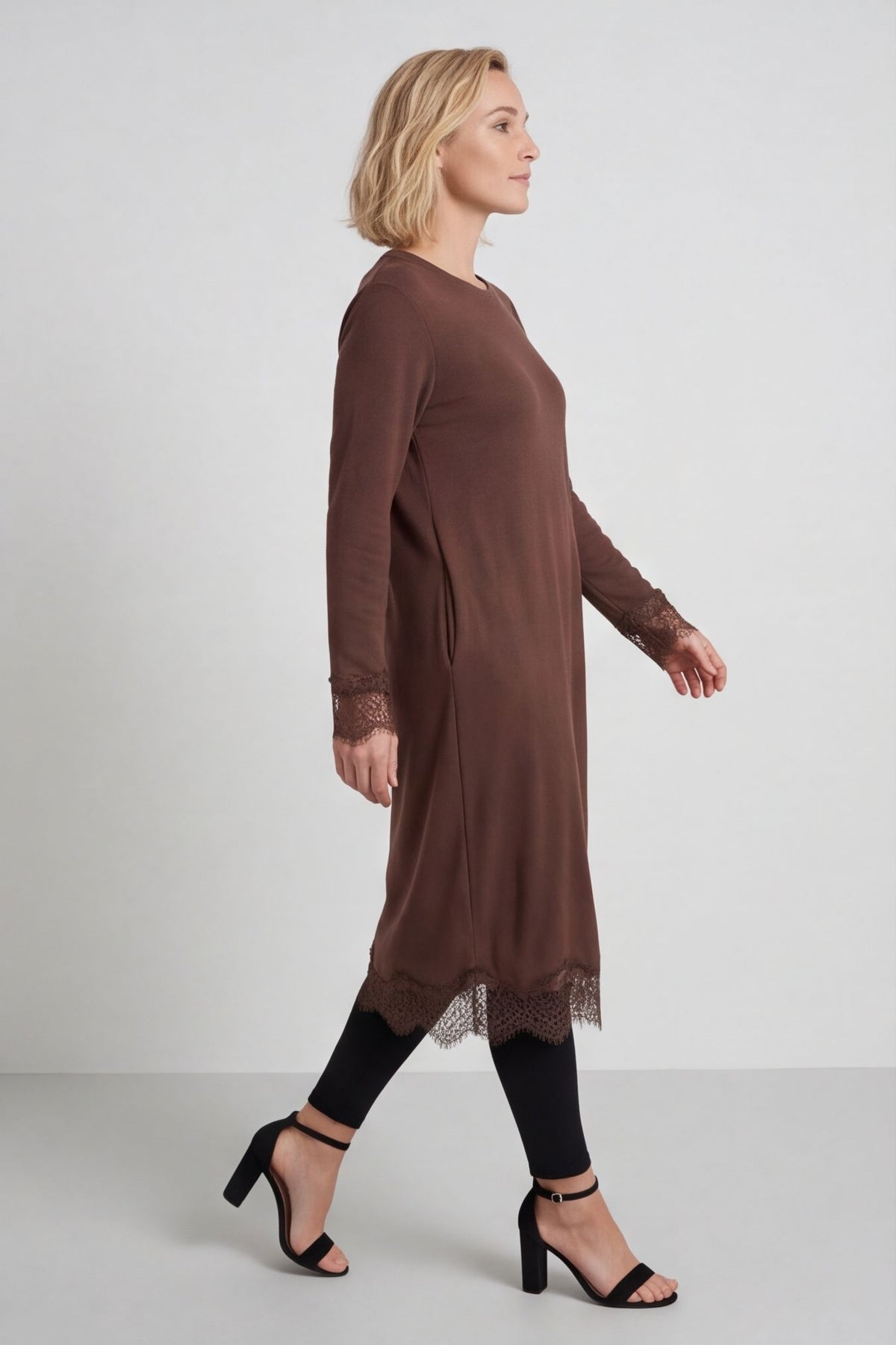 Merinda Lace Detail Dress Cocoa – image 3 of 5