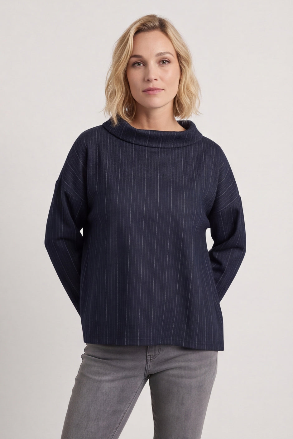 Siobhan Cowl Neck Top Navy – image 4 of 6