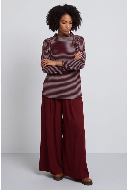 Lyssa Cowl Neck Stripe Top Marl Grey – image 4 of 6