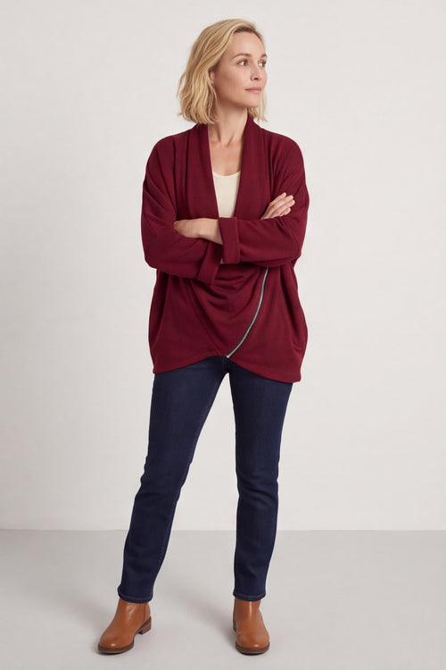 Floella Zip Cotton Jacket Wine – image 4 of 5