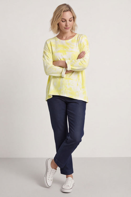 Charnette Long Sleeve Tie Dye Cotton Top Yellow – image 4 of 6
