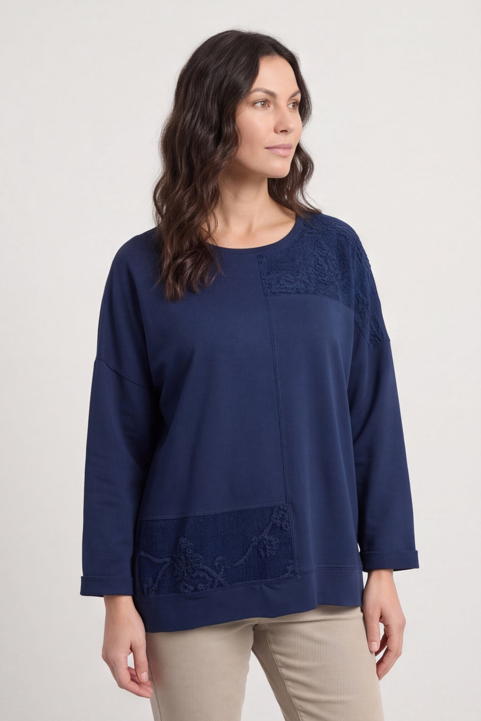 Louise Cord Patch Cotton Top Navy – image 4 of 6
