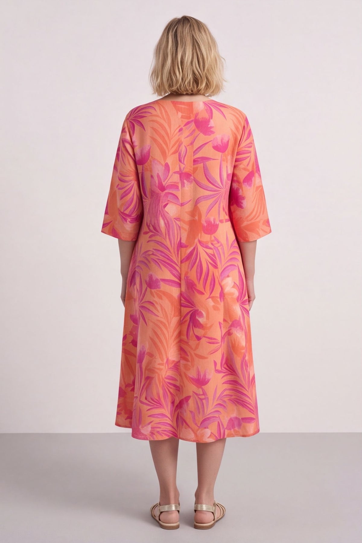 Eleni Botanical Print Linen Dress Light Orange – image 4 of 6
