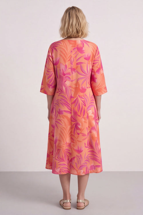 Eleni Botanical Print Linen Dress Light Orange – image 4 of 6