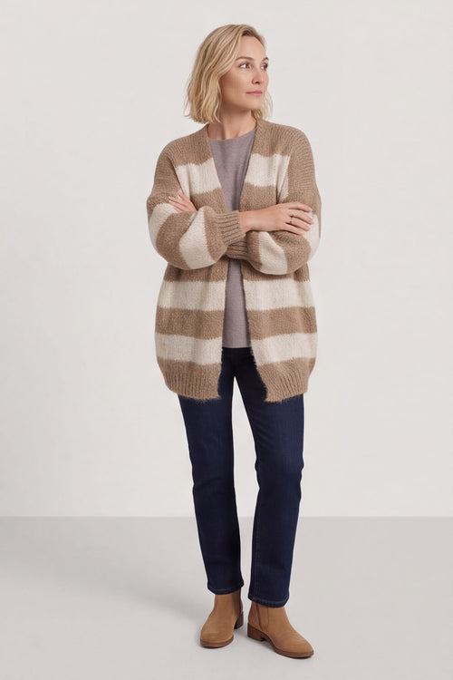Kennedy Stripe Knitted Cardigan Camel – image 4 of 5