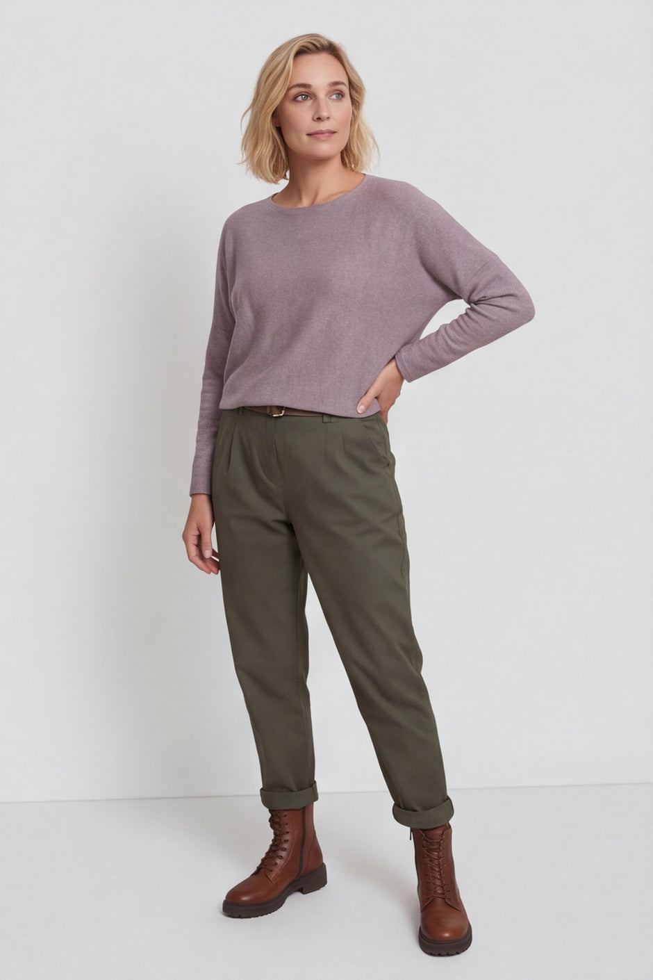 Philippa Belted Trousers Khaki – image 2 of 4