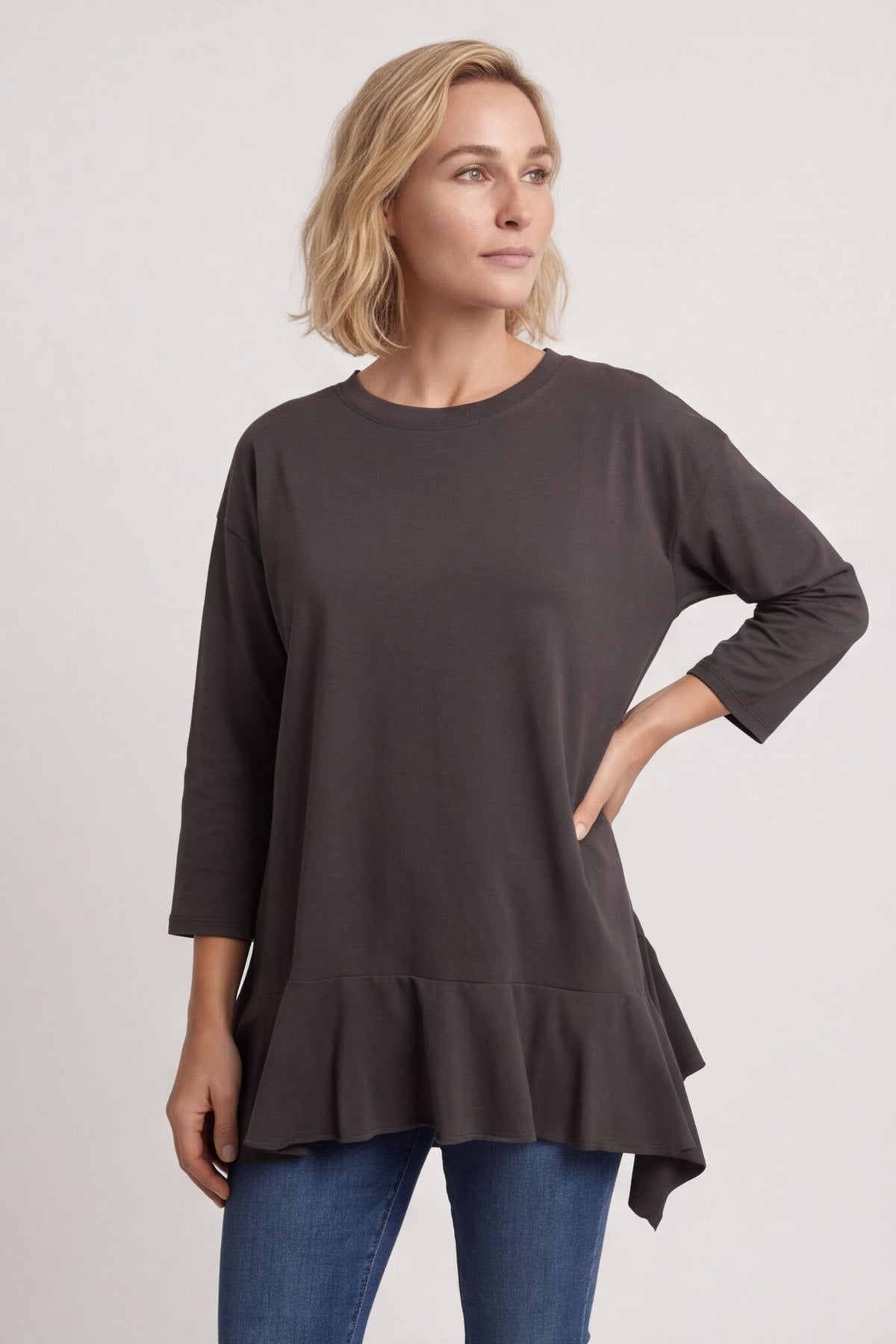 Carey Frill Cotton Top Charcoal – image 4 of 5