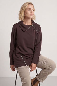 Shaye Zip Detail Cotton Top Cocoa – image 4 of 6