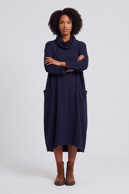Maris Snood Cotton Dress Navy – image 4 of 6