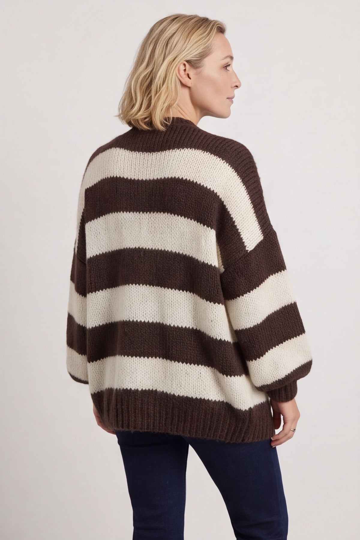 Kennedy Stripe Knitted Cardigan Cocoa – image 4 of 6