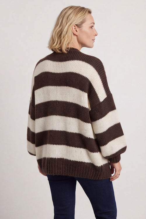 Kennedy Stripe Knitted Cardigan Cocoa – image 4 of 6