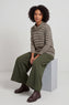 Lyssa Cowl Neck Stripe Top Bottle Green – image 4 of 6