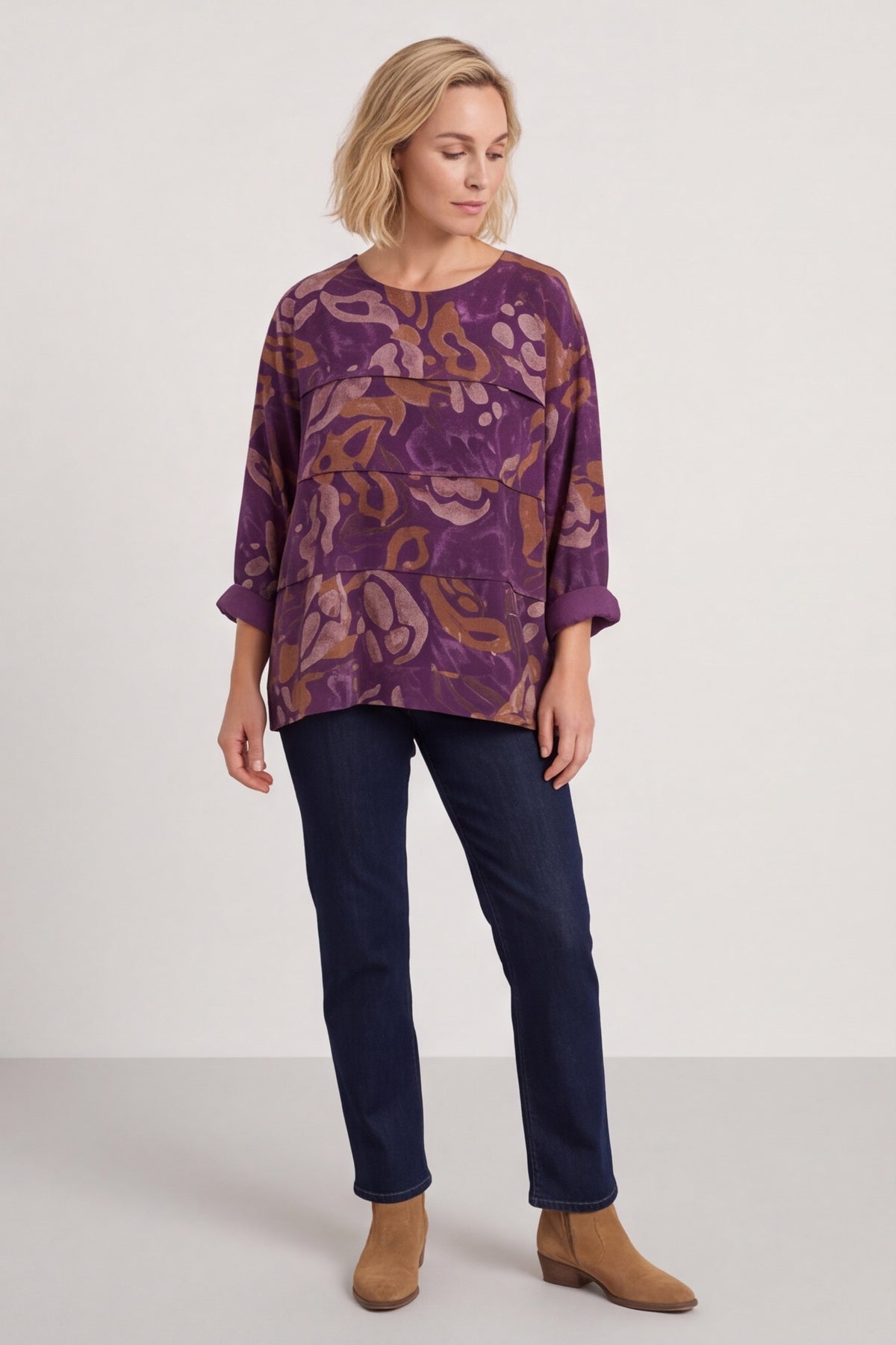 Doreen Print Needlecord Top Purple – image 4 of 6