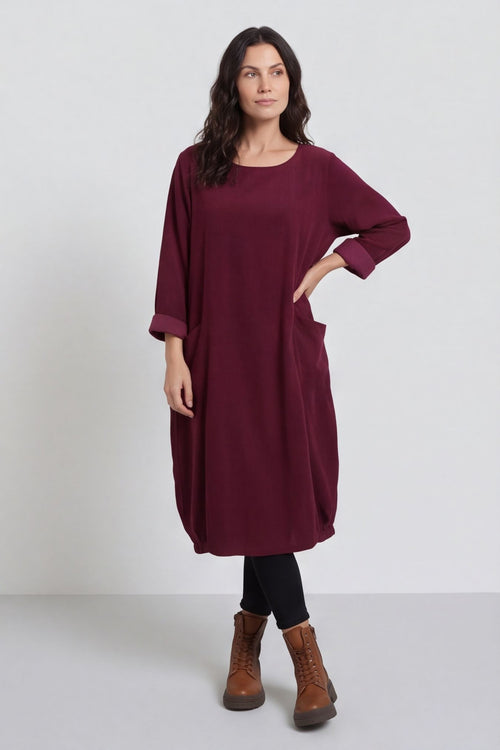 Liora Needlecord Dress Burgundy – image 4 of 5