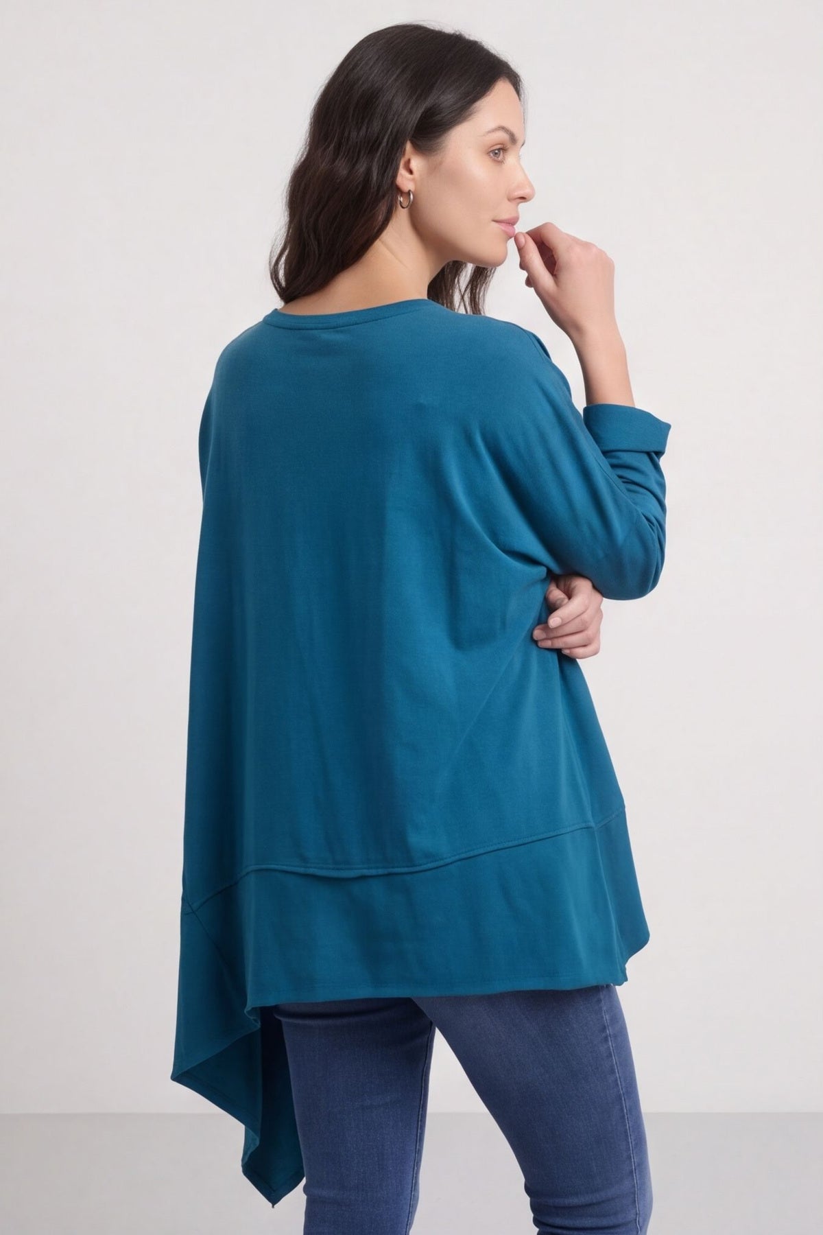 Margie Dip Side Cotton Top Teal – image 3 of 4