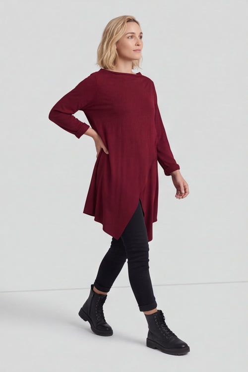 Nelle Cowl Cotton Top Wine – image 4 of 6