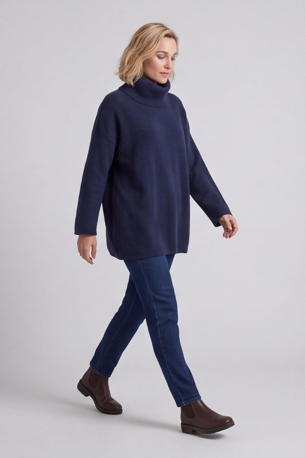 Jude Polo Neck Knitted Jumper Navy – image 4 of 6