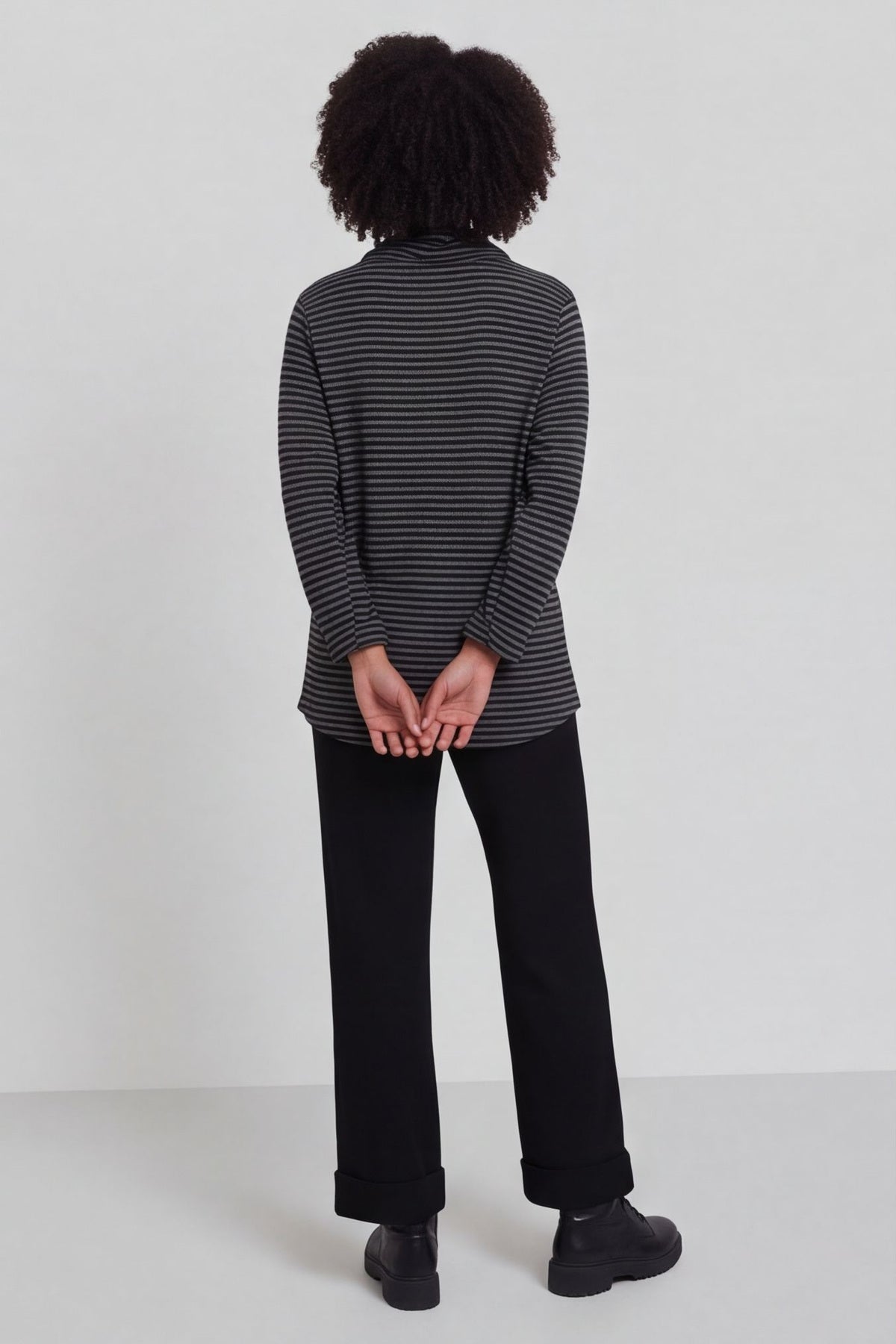 Lyssa Cowl Neck Stripe Top Mid Grey – image 4 of 6