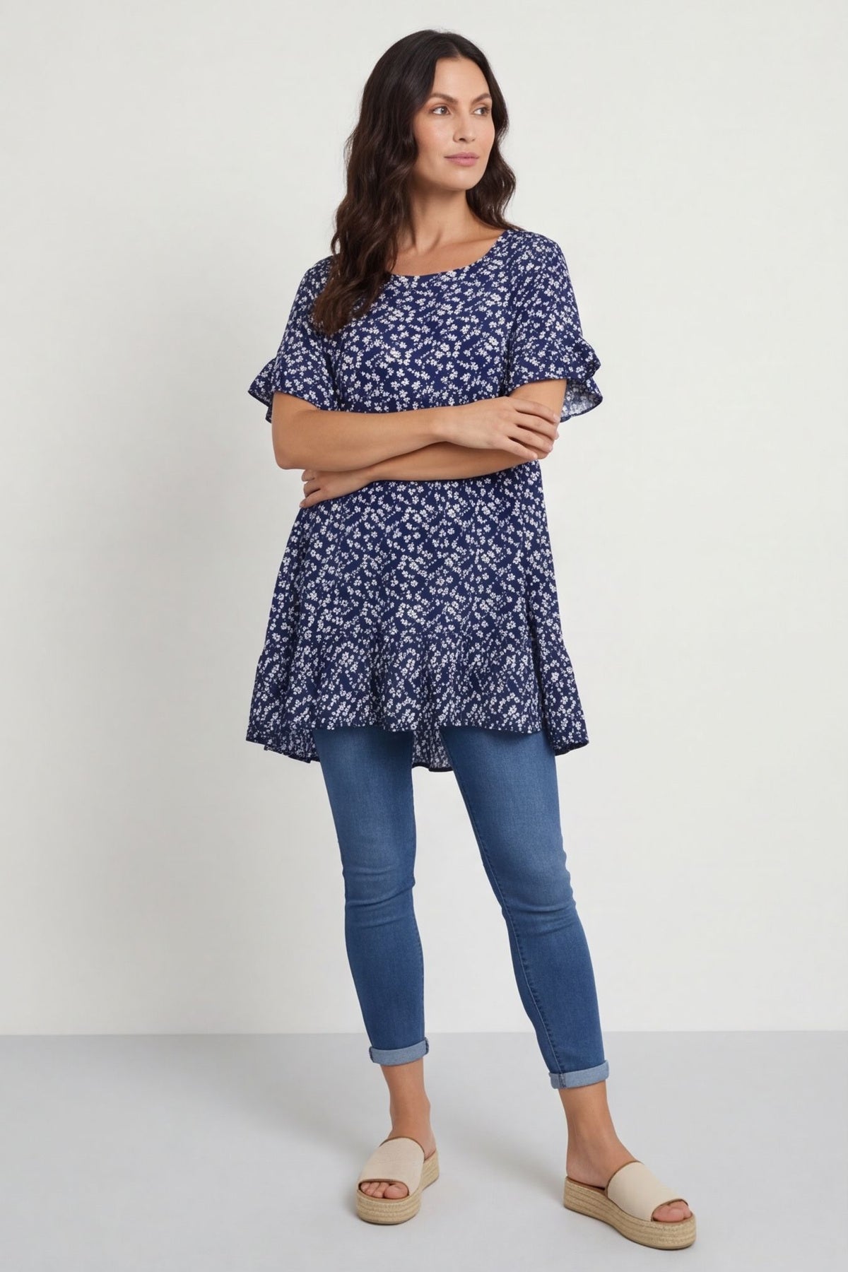 Pamber Ditsy Print Tunic Navy – image 3 of 5