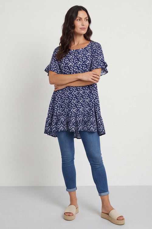 Pamber Ditsy Print Tunic Navy – image 3 of 5