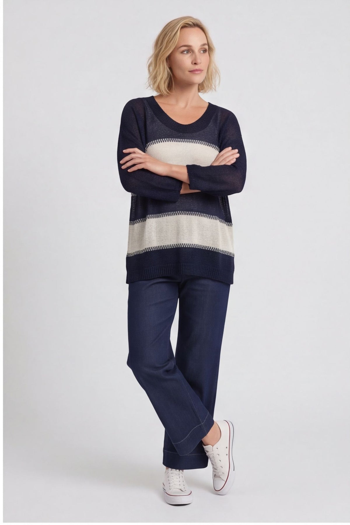 Davena Stripe Knit Top Navy – image 4 of 5