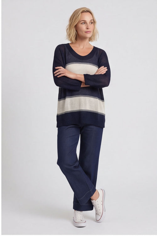 Davena Stripe Knit Top Navy – image 4 of 5