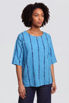 Kalia Stripe Linen Top Kingfisher – image 4 of 6
