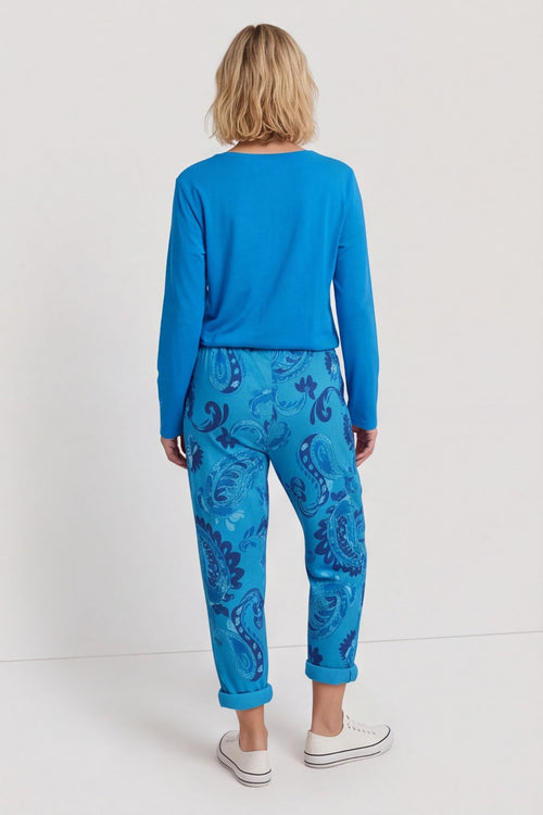 Lilah Print Cotton Trousers Blue – image 4 of 5