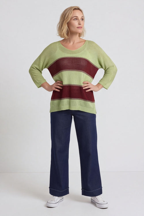 Davena Stripe Knit Top Green – image 4 of 6