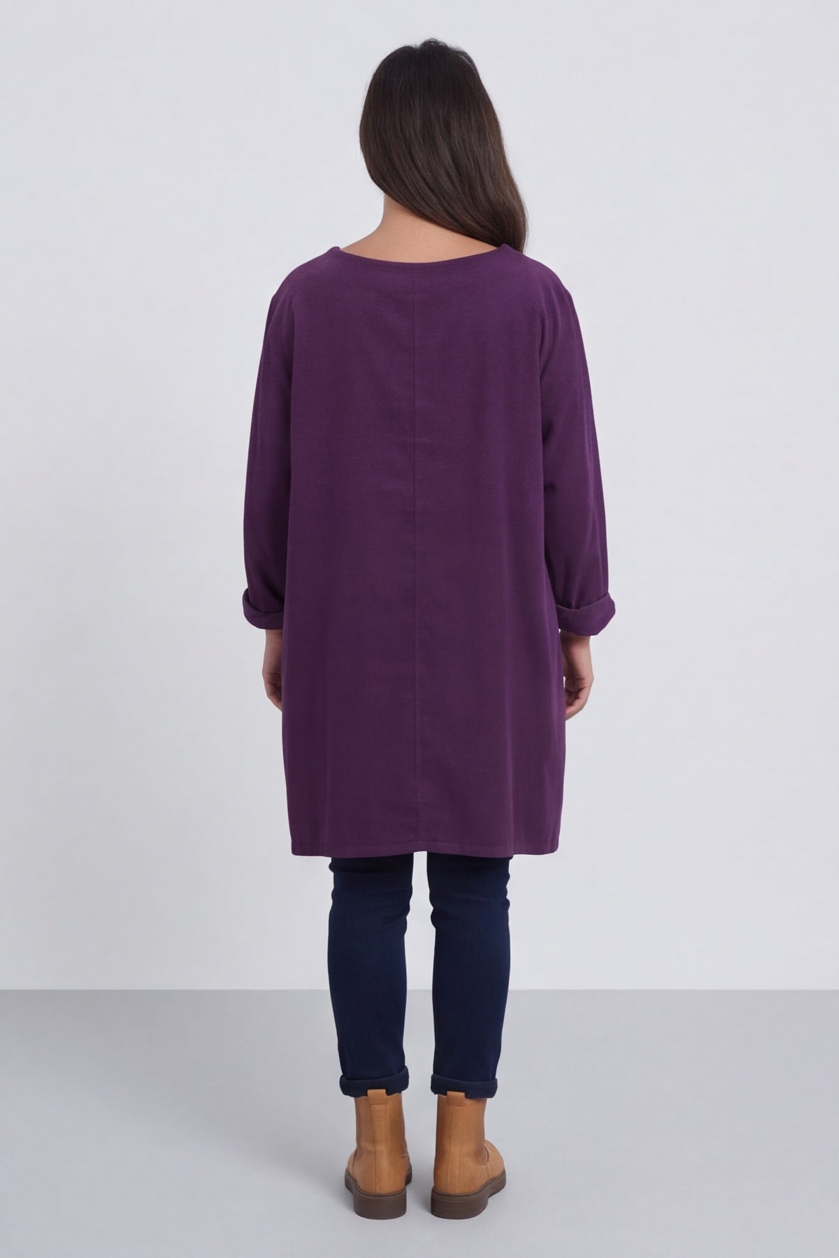 Berenice Print Detail Needlecord Top Purple – image 4 of 6