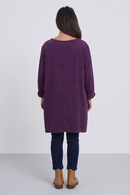 Berenice Print Detail Needlecord Top Purple – image 4 of 6