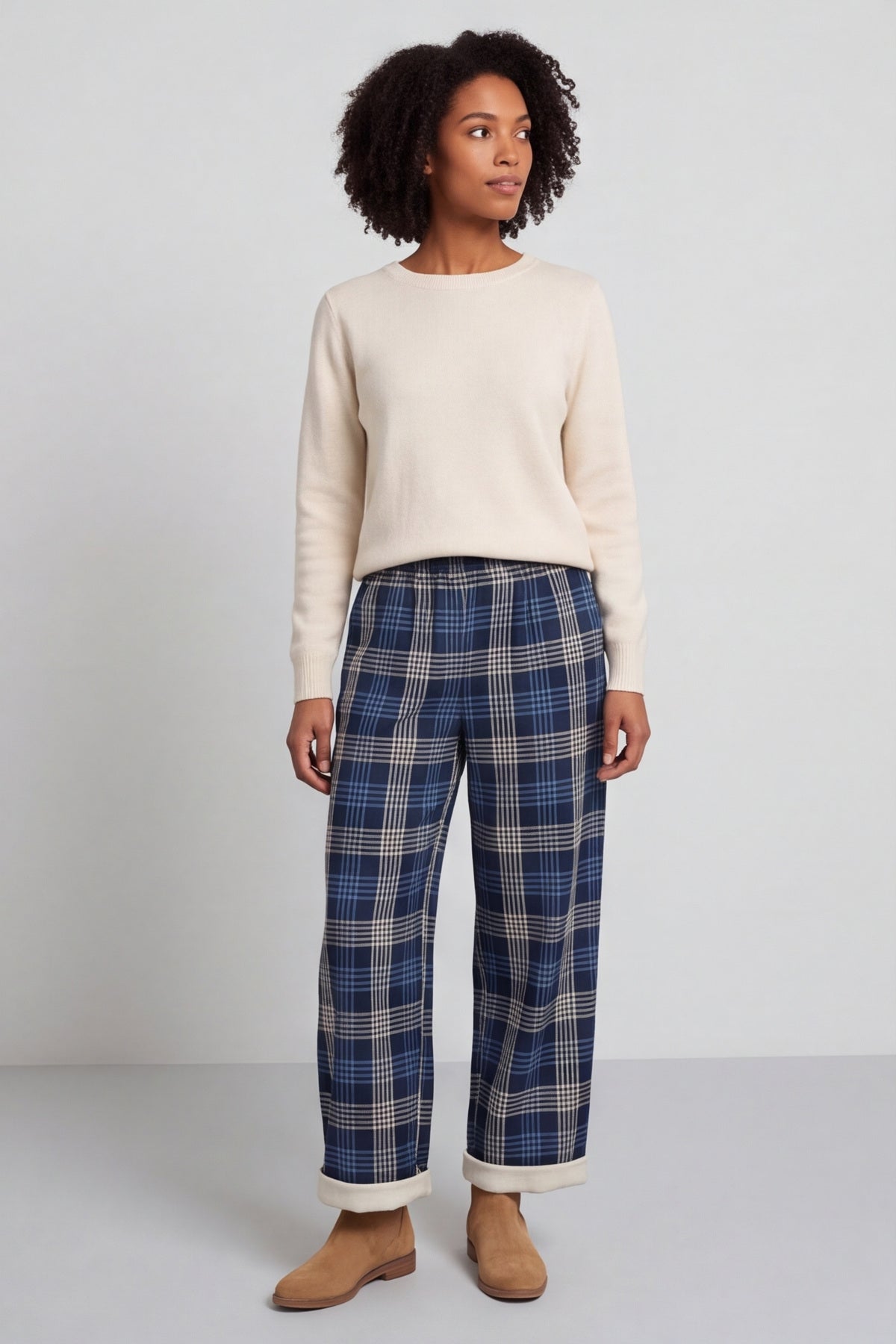 Kirri Check Trousers Navy – image 4 of 6