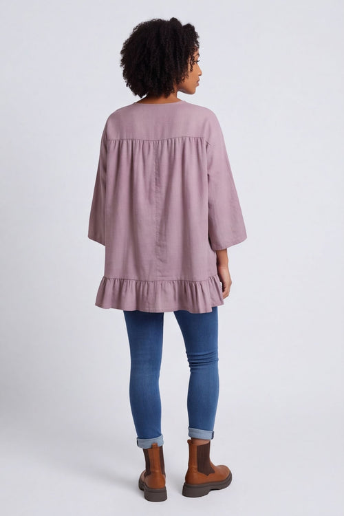 Dawsmere Button Linen Top Mauve – image 4 of 6
