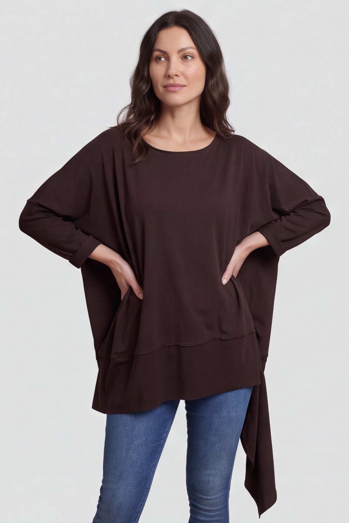 Margie Dip Side Cotton Top Cocoa – image 4 of 6